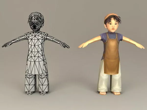 Cute Asian Boy Head 3d model