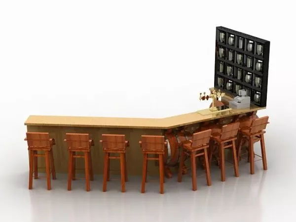Traditional Wooden Bar Counter 3d model Traditional Wooden Bar Counter 3d model