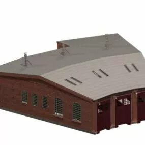 Train Repair Workshop 3d model