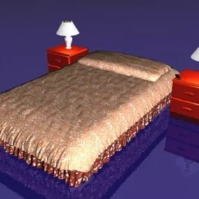 Twin Bed With Nightstands 3d model