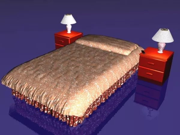 Twin Bed With Nightstands 3d model Twin Bed With Nightstands 3d model
