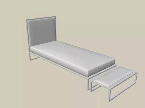 Twin Bed With Stool 3d model Twin Bed With Stool 3d model