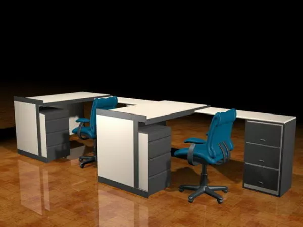 Office Workstation With Storage Cabinet 3d model
