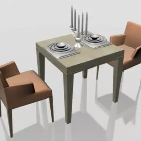 Two Seats Dining Set Furniture 3d model