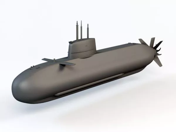 Old Military Submarine 3d model