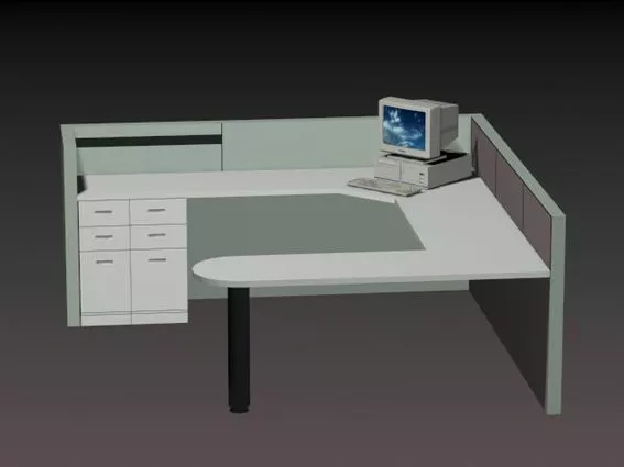 Two Person Office Cubicle 3d model