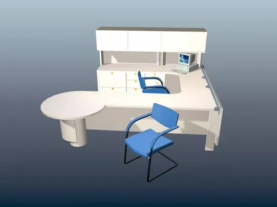 U Shaped Workstation With Hutch 3d model U Shaped Workstation With Hutch 3d model