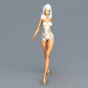 Underwear Model Girl Animated & Rigged 3d model
