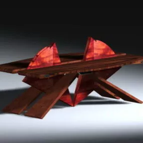 Unique Wood Coffee Table 3d model