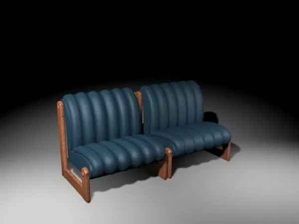 Upholstered Armless Settee 3d model Upholstered Armless Settee 3d model