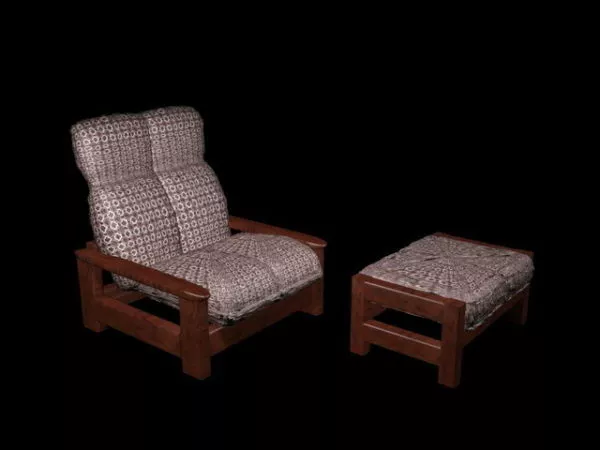 Upholstered Couch With Ottoman 3d model Upholstered Couch With Ottoman 3d model