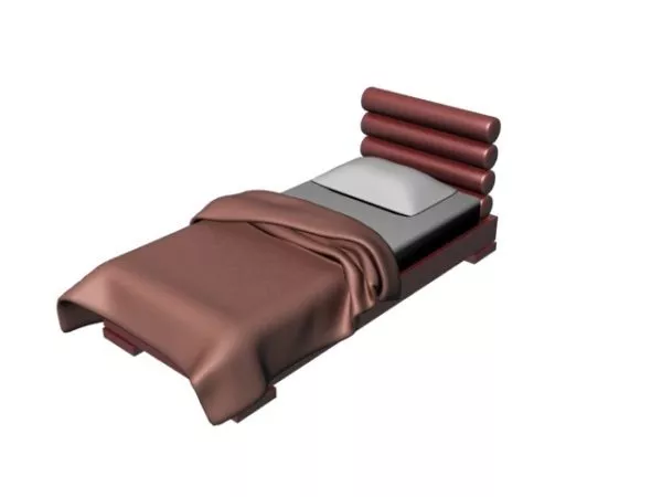 Upholstered Red Single Bed 3d model Upholstered Red Single Bed 3d model
