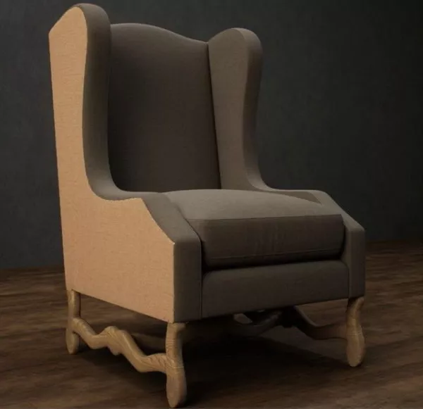 Upholstered Wingback Chair 3d model Upholstered Wingback Chair 3d model