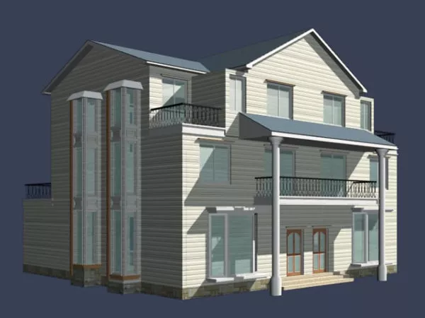 Simple Villa Building With Tree 3d model