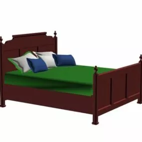 Vintage Antique Wood Bed 3d model