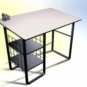 Vintage Metal Office Desk Furniture 3d model