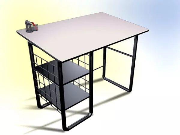 Vintage Metal Office Desk Furniture 3d model Vintage Metal Office Desk Furniture 3d model