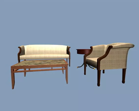 Vintage Office Sofa Set 3d model Vintage Office Sofa Set 3d model