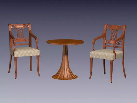 Vintage Tea Table And Chairs 3d model Vintage Tea Table And Chairs 3d model