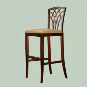 Vintage Wood Bar Stool 3d model