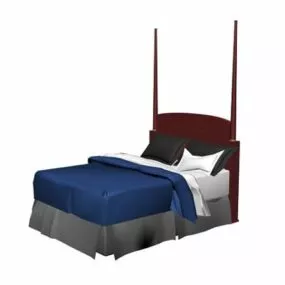Vintage Wood Bed 3d model