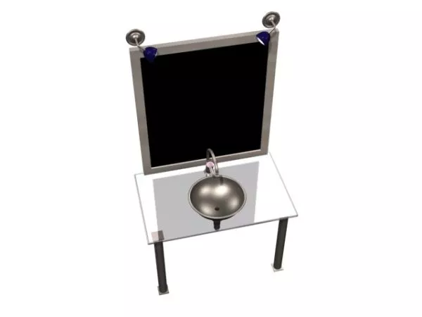 Wide Mirror Wood Frame 3d model