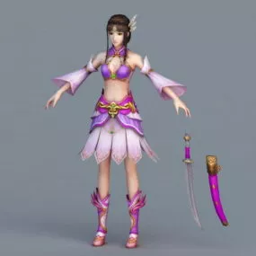 Warrior Woman With Sword 3d model