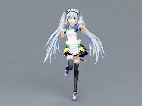 White Cat Anime Girl 3d model White Cat Anime Girl 3d model