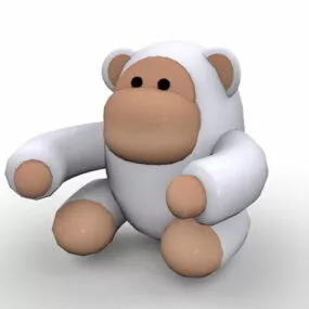 White Gorilla Cartoon Character 3d model