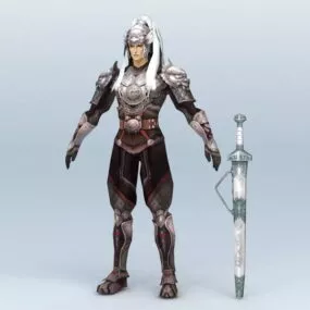 White Hair Male Warrior 3d model
