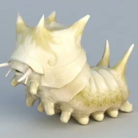 White Worm Monster Rigged 3d model