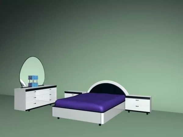Dressing Table With Curved Mirror 3d model