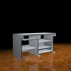 White Computer Desk 3d model