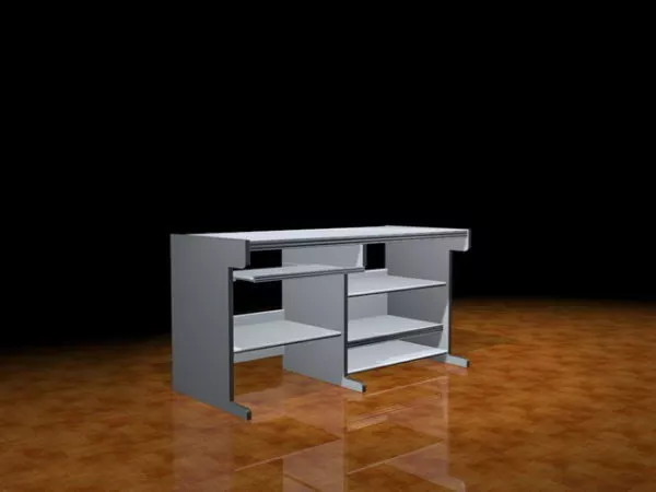 Office Work Desk With Computer 3d model