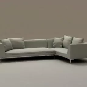 White Fabric Sofa Set Furniture 3d model
