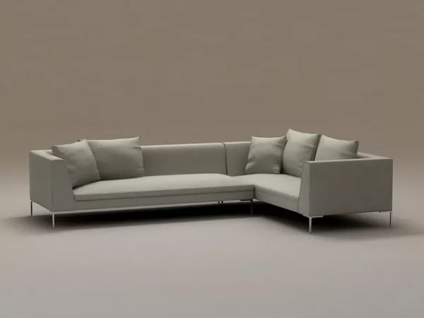 White Fabric Sofa Set Furniture 3d model White Fabric Sofa Set Furniture 3d model