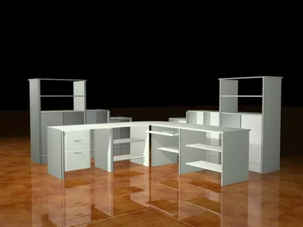 White Office Desk Collection 3d model White Office Desk Collection 3d model