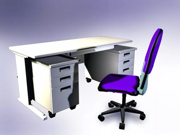 White Office Desk With Hutch 3d model White Office Desk With Hutch 3d model