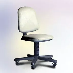 White Swivel Desk Chair 3d model