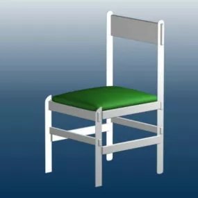White Wood Dining Chair 3d model