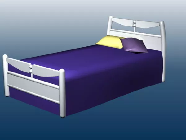 White Wooden Single Bed 3d model White Wooden Single Bed 3d model