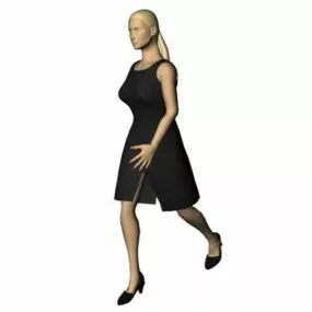 Character Woman In Black Mini Dress 3d model