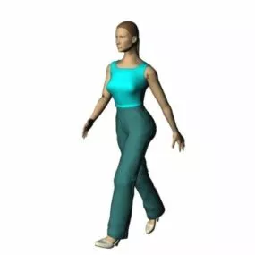 Character Woman In Sleeveless Shirt 3d model
