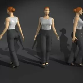 Character Woman In Walking Pose 3d model
