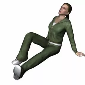 Woman Sit Down And Rest Character 3d model