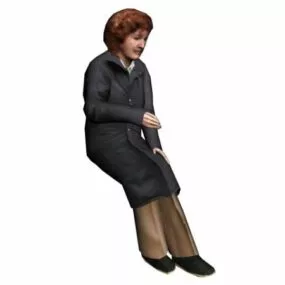 Woman Sitting Dressed In Winter Character 3d model
