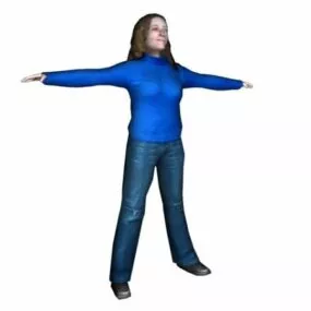 Woman Standing With Smile Character 3d model