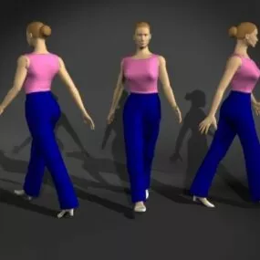 Woman Walking In Office Character 3d model