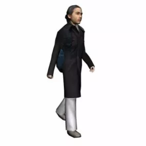 Character Woman Walking With Backpack 3d model