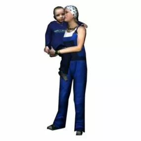 Character Women Holding Children 3d model